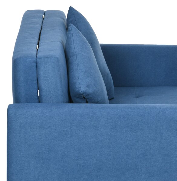 HOMCOM 2 Seater Sofa Bed, Convertible Bed Settee, Modern Fabric Loveseat Sofa Couch w/ Cushions, Hidden Storage for Guest Room, Dark Blue