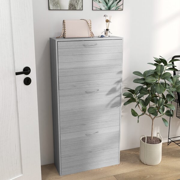 HOMCOM Shoe Storage Cabinet with 3 Flip Drawers, Narrow and Slim, 12 Pair of Shoes Organizer for Hallway, Entryway Aosom UK