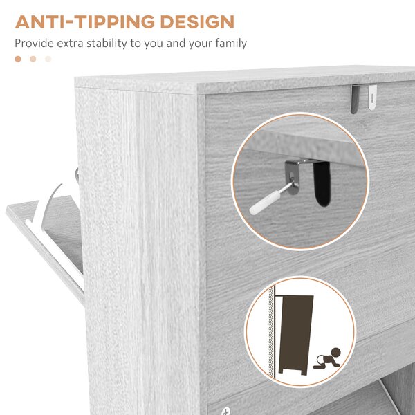 HOMCOM Shoe Storage Cabinet with 3 Flip Drawers, Narrow and Slim, 12 Pair of Shoes Organizer for Hallway, Entryway Aosom UK