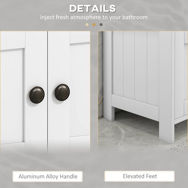 Kleankin Pedestal Under Sink Cabinet with Double Doors, Modern Bathroom Vanity Storage Unit with Shelves, White Aosom UK