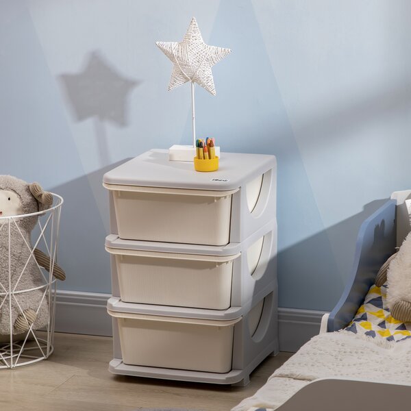 HOMCOM 3-Tier Toy Storage Box Kids Toy Storage with Removable Boxes, for Bedrooms, Playrooms & Other Children Areas, White Aosom UK