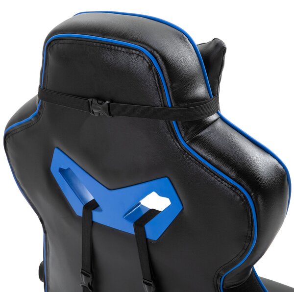 Vinsetto Ergonomic Racing Gaming Chair Office Desk Chair Adjustable Height Recliner w/ Wheels, Headrest, Lumbar, Footrest, Blue Aosom UK