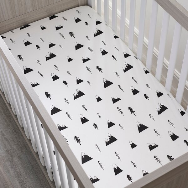 Ickle Bubba Pack of 2 Mono Mountains Fitted Cotbed Sheets