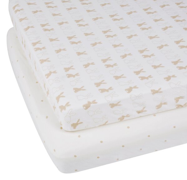 Ickle Bubba Pack of 2 Bunnychino Fitted Cotbed Sheets