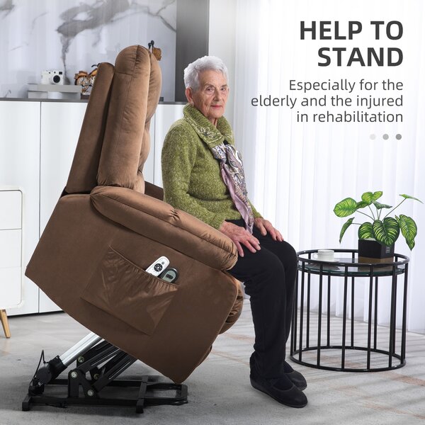 HOMCOM Lift Chair, Quick Assembly, Electric Riser and Recliner Chair with Vibration Massage, Heat, Side Pockets, Brown Aosom UK