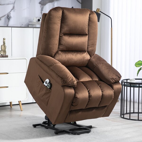 HOMCOM Lift Chair, Quick Assembly, Electric Riser and Recliner Chair with Vibration Massage, Heat, Side Pockets, Brown Aosom UK
