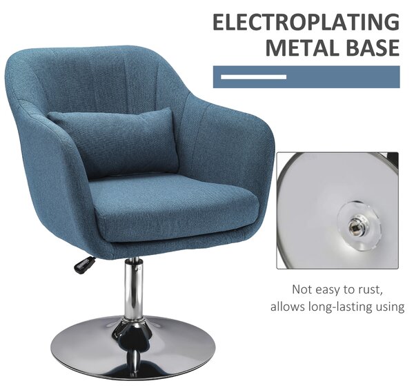 HOMCOM Swivel Accent Chair, Anti-Cat-Scratch Vanity Armchair with Adjustable Height Thick Cushion Lumbar Support Armrest for Home Office Aosom UK