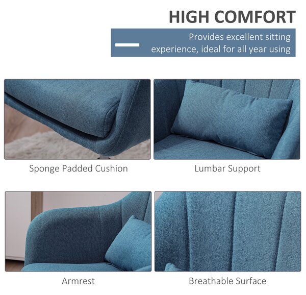 HOMCOM Swivel Accent Chair, Anti-Cat-Scratch Vanity Armchair with Adjustable Height Thick Cushion Lumbar Support Armrest for Home Office Aosom UK