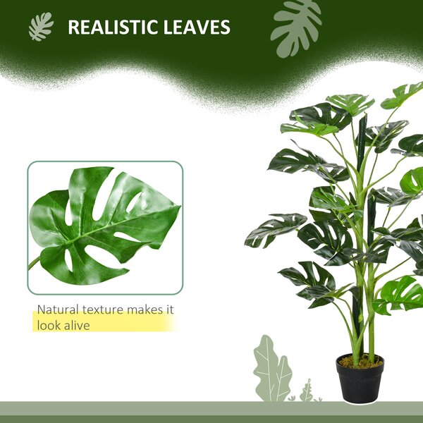 Outsunny 100cm/3.3FT Artificial Monstera Tree, Decorative Cheese Plant 21 Leaves w/ Nursery Pot, Fake Tropical Palm Tree, Set of 2