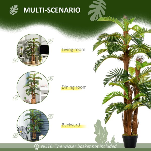 Outsunny Set of 2 Artificial Plant Tropical Palm in Pot, Fake Plants for Home Indoor Outdoor Decor, 150cm, Green Aosom UK