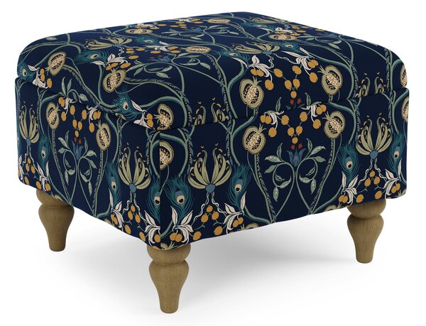 Oswald Navy Havisham Print Footstool With Storage