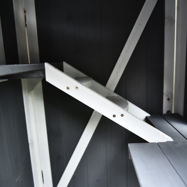 PawHut Wooden Cat House, Weatherproof Pet Shelter, Outdoor Cat Condos Cave, 2 Floor Furniture, Grey and White Aosom UK