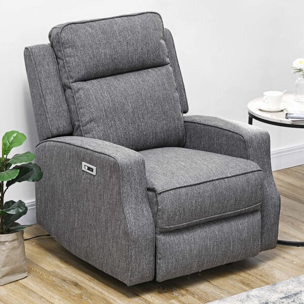 HOMCOM 150° Electric Reclining Chair, Armchair with Adjustable Leg Rest, USB Port, Charcoal Grey Aosom UK
