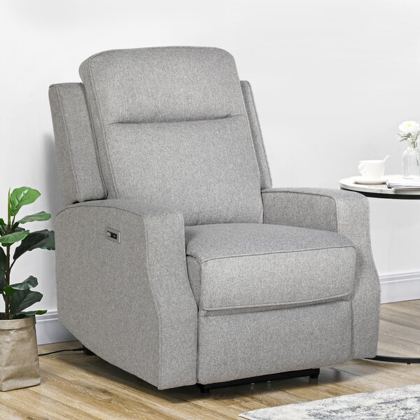 HOMCOM Electric Recliner Armchair, Recliner Chair with Adjustable Leg Rest, USB Port, Grey Aosom UK