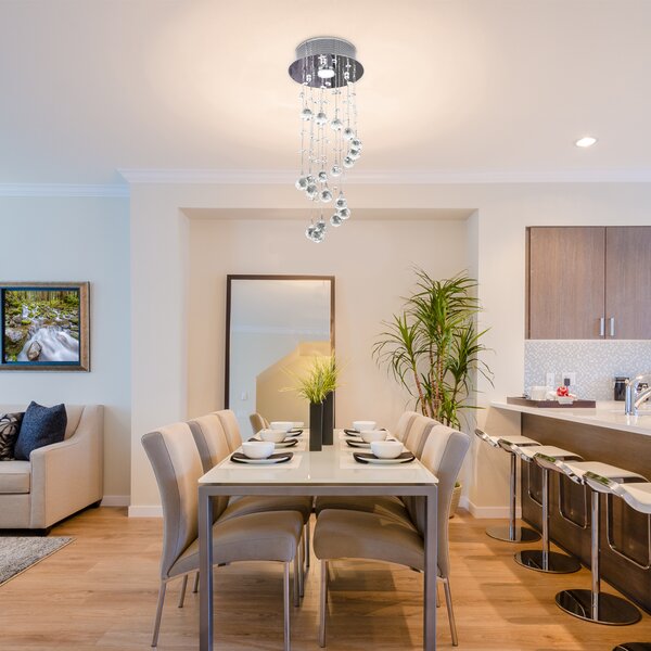 HOMCOM Metal Crystal Ceiling Light Chandelier Elegant Pendant Lamp Living Room Stairway Stairway Spiral Rain Drop Pendant Lamp Silver Aosom UK