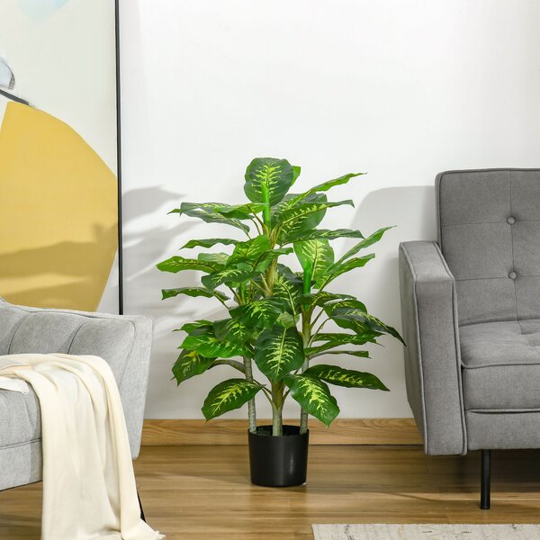 HOMCOM 2 PCs Artificial Evergreen Tree Fake Decorative Plant in Nursery Pot for Indoor Outdoor Décor, Green Aosom UK