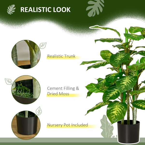 HOMCOM 2 PCs Artificial Evergreen Tree Fake Decorative Plant in Nursery Pot for Indoor Outdoor Décor, Green Aosom UK