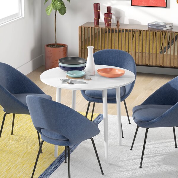 HOMCOM Folding Kitchen Table with Wood Legs, Round Wood Dining Table for Dining Room, Drop Leaf Dining Table, White Aosom UK
