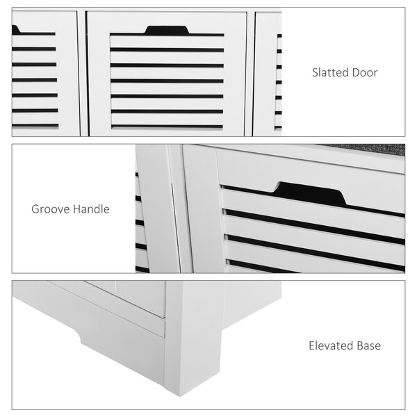 HOMCOM White Storage Bench with 3 Drawers & Removable Grey Seat Cushion Hallway Organisation furniture