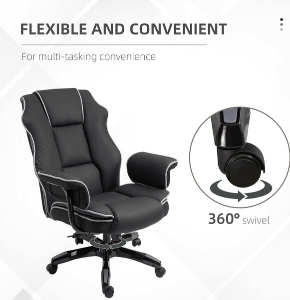Vinsetto Piped PU Leather Padded High-Back Computer Office Gaming Chair Swivel Desk Seat Ergonomic Recliner w/ Armrests Adjustable Seat Height Black