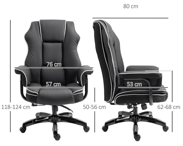 Vinsetto Piped PU Leather Padded High-Back Computer Office Gaming Chair Swivel Desk Seat Ergonomic Recliner w/ Armrests Adjustable Seat Height Black