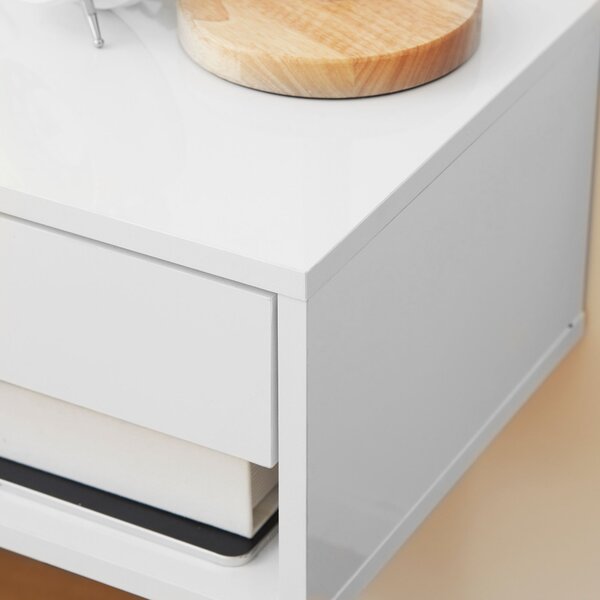 HOMCOM 2 Pieces White Bedside Cabinets w/ Slide-out Drawers and Bottom Shelves, 37W x 32D x 21Hcm Aosom UK