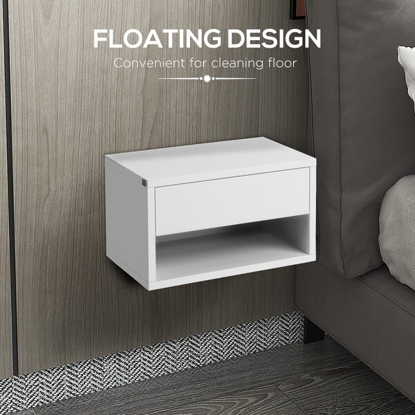 HOMCOM 2 Pieces White Bedside Cabinets w/ Slide-out Drawers and Bottom Shelves, 37W x 32D x 21Hcm Aosom UK