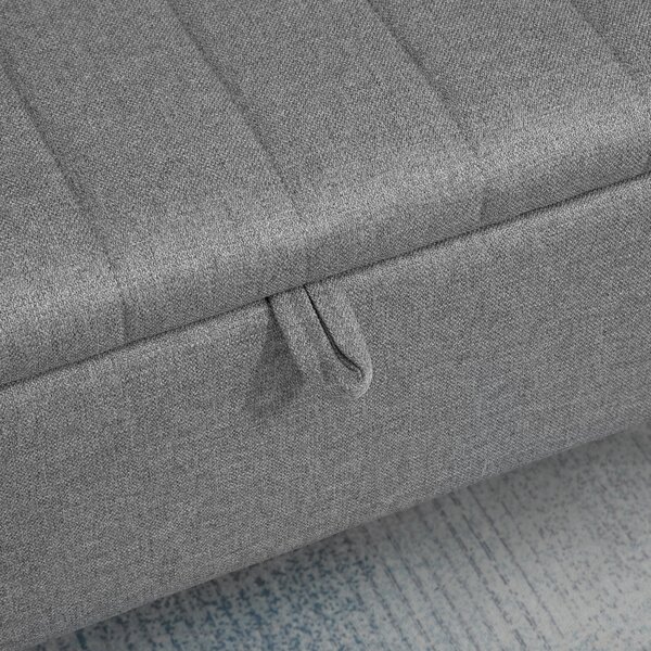 HOMCOM Storage Ottoman with Flip Top, Rectangular Upholstered Bench, Linen Fabric Footstool with Steel Legs for Living Room, Bedroom, Grey Aosom UK