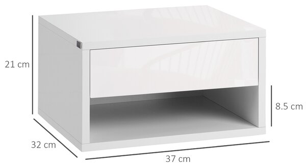 HOMCOM 2 Pieces White Bedside Cabinets w/ Slide-out Drawers and Bottom Shelves, 37W x 32D x 21Hcm Aosom UK
