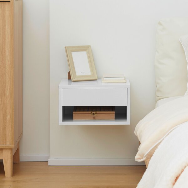 HOMCOM 2 Pieces White Bedside Cabinets w/ Slide-out Drawers and Bottom Shelves, 37W x 32D x 21Hcm Aosom UK