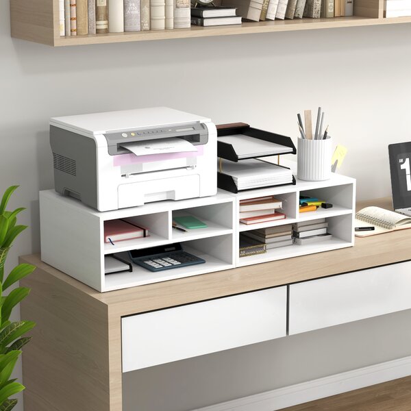 HOMCOM Three-Compartment Printer Storage Cabinet - White Aosom UK