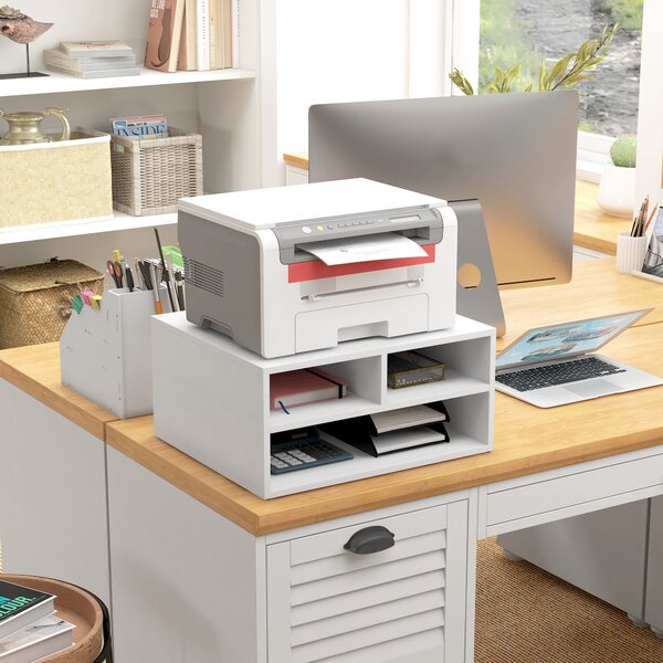 HOMCOM Three-Compartment Printer Storage Cabinet - White Aosom UK