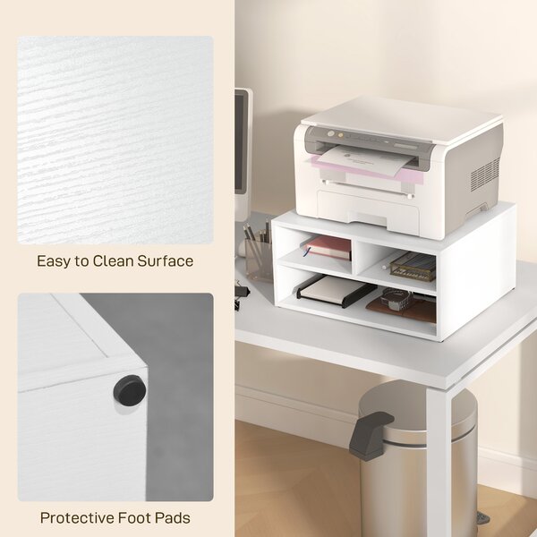 HOMCOM Three-Compartment Printer Storage Cabinet - White Aosom UK