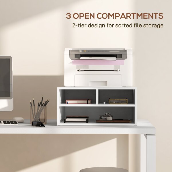 HOMCOM Three-Compartment Printer Storage Cabinet - White Aosom UK