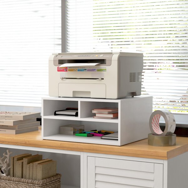 HOMCOM Three-Compartment Printer Storage Cabinet - White Aosom UK