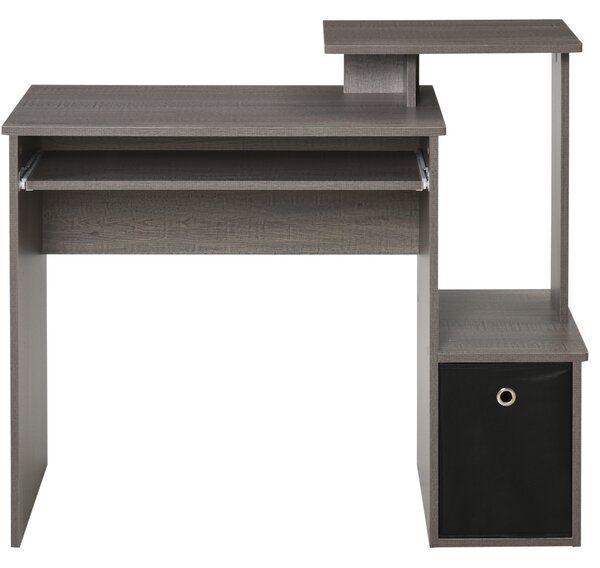 HOMCOM Computer Table with Sliding Keyboard Tray, Storage Drawer & Shelf, Home Office PC Desk, Computer Desk, Grey Aosom UK