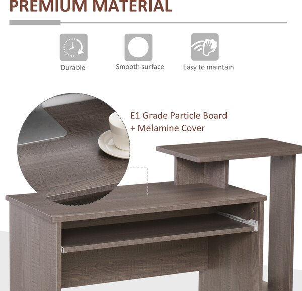 HOMCOM Computer Table with Sliding Keyboard Tray, Storage Drawer & Shelf, Home Office PC Desk, Computer Desk, Grey Aosom UK