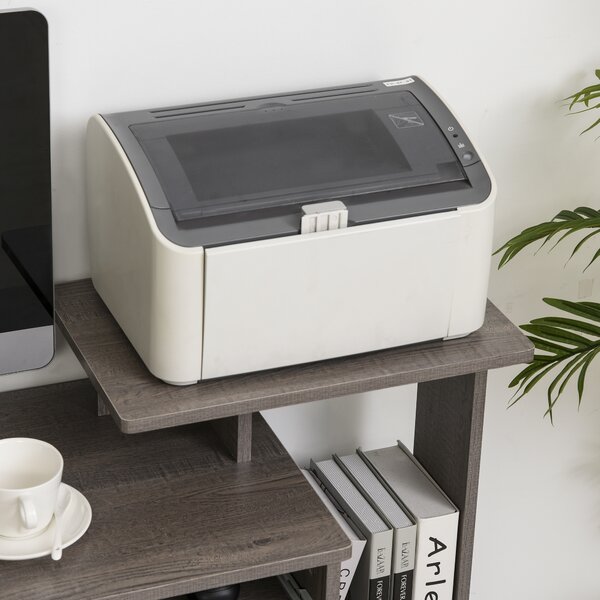 HOMCOM Computer Table with Sliding Keyboard Tray, Storage Drawer & Shelf, Home Office PC Desk, Computer Desk, Grey Aosom UK