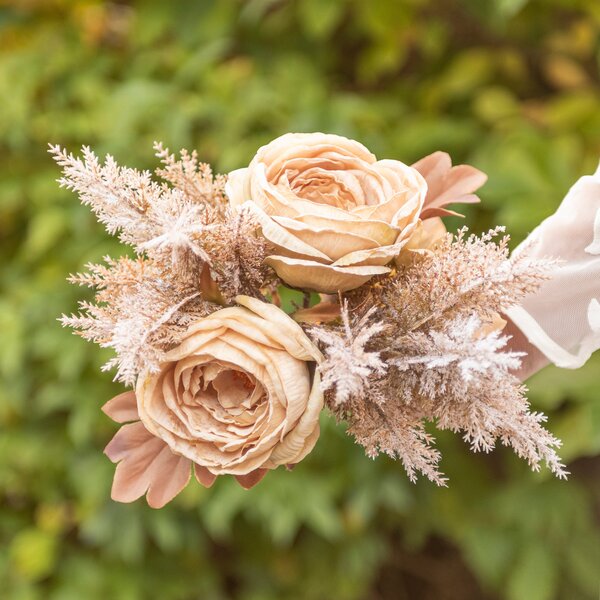 Artificial Dried Look Rose and Pampas Bouquet