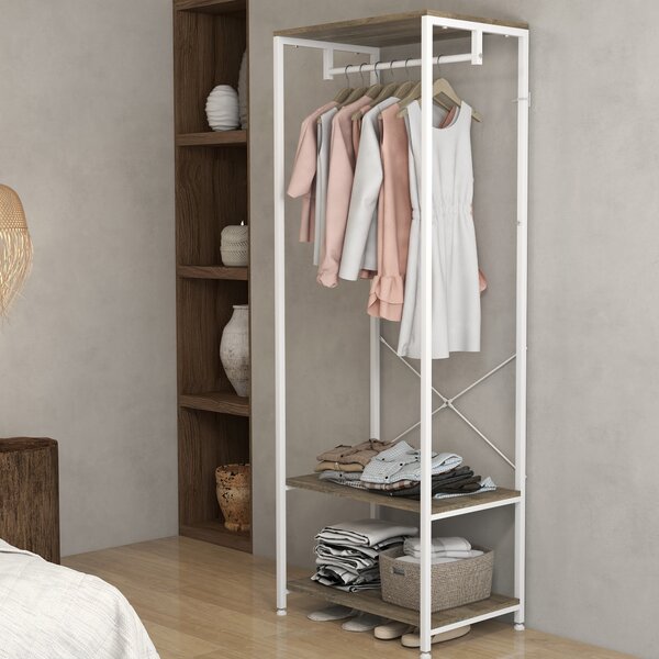 HOMCOM Hallway Coat Rack and Shoe Bench Tree - Grey Aosom UK