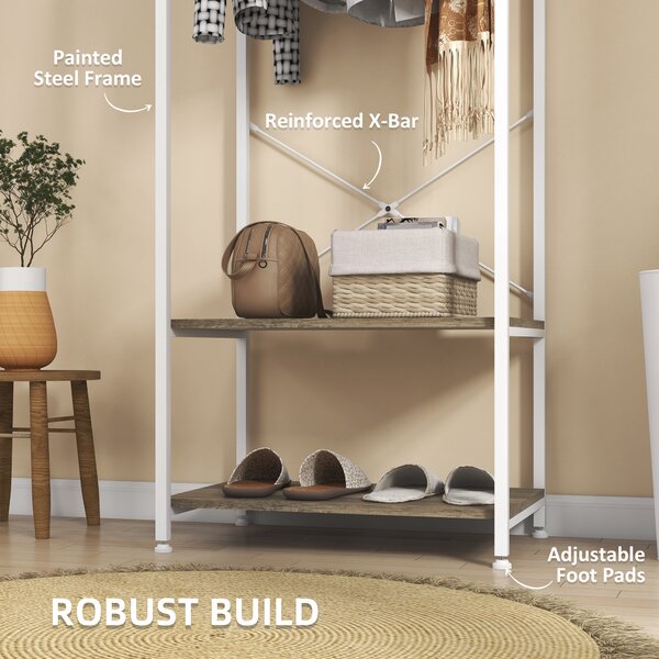 HOMCOM Hallway Coat Rack and Shoe Bench Tree - Grey Aosom UK