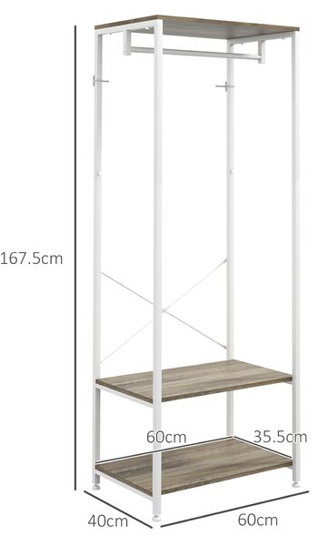 HOMCOM Hallway Coat Rack and Shoe Bench Tree - Grey Aosom UK