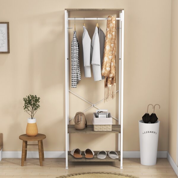 HOMCOM Hallway Coat Rack and Shoe Bench Tree - Grey Aosom UK