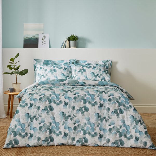 Watercolour Circles Teal Duvet Cover and Pillowcase Set