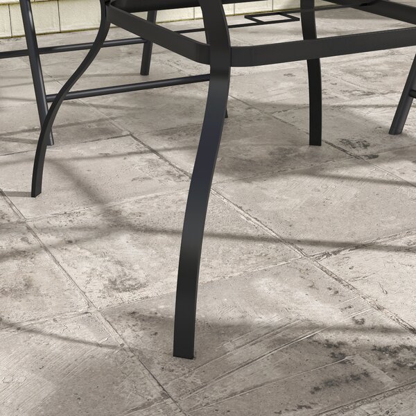 Outsunny Dia. 80cm Square Garden Dining Table with Umbrella Hole, Outdoor Dining Table with Marble Effect Top for 4 People, Black/Brown Aosom UK