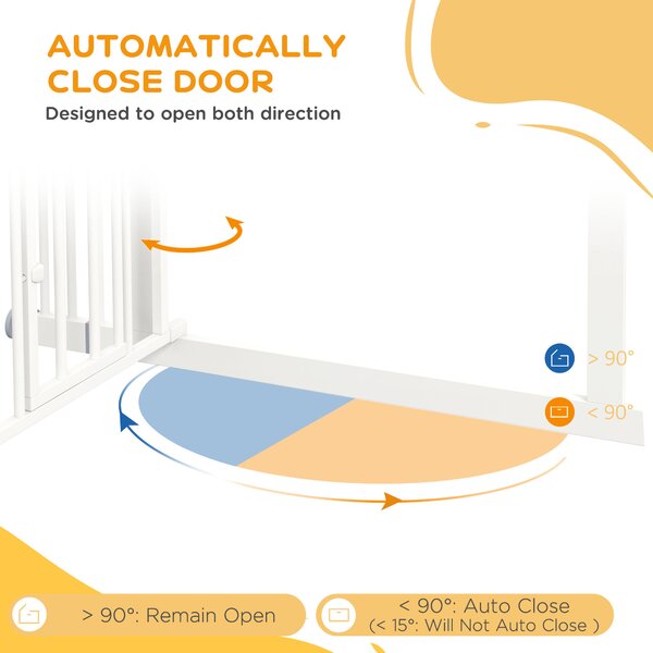 PawHut Extra Tall Pet Gate, Indoor Dog Safety Gate, with Cat Flap, Auto Close, 74-101cm Wide - White Aosom UK
