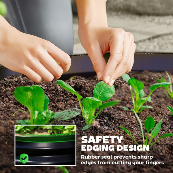 Outsunny Set of 2 Raised Garden Bed, Metal Planter Box with Safety Edging, Easy-to-assemble Stock Tank, Dark Grey Aosom UK