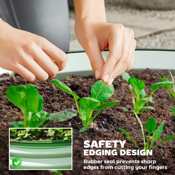 Outsunny Set of 2 Raised Garden Bed, Metal Planter Box with Safety Edging, Easy-to-assemble Stock Tank, Green Aosom UK