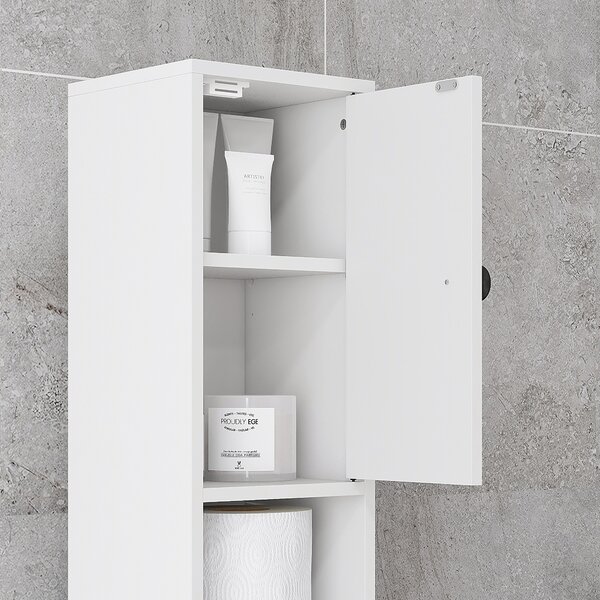 Kleankin 180cm Slim Bathroom Cabinet with 9-layered Independent Storage, Narrow Stoage Cabinet for Family-friendly Storage, White Aosom UK