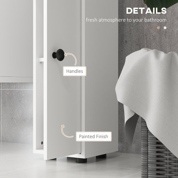 Kleankin 180cm Slim Bathroom Cabinet with 9-layered Independent Storage, Narrow Stoage Cabinet for Family-friendly Storage, White Aosom UK